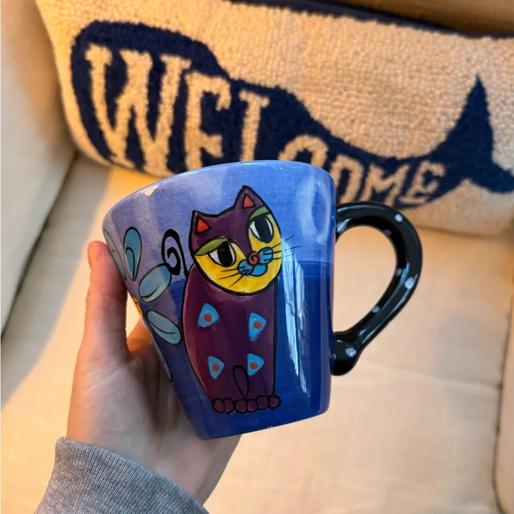 Vintage Hand painted by Milson & Louis Colorful Cat Design Ceramic single Mug - Picture 4 of 9